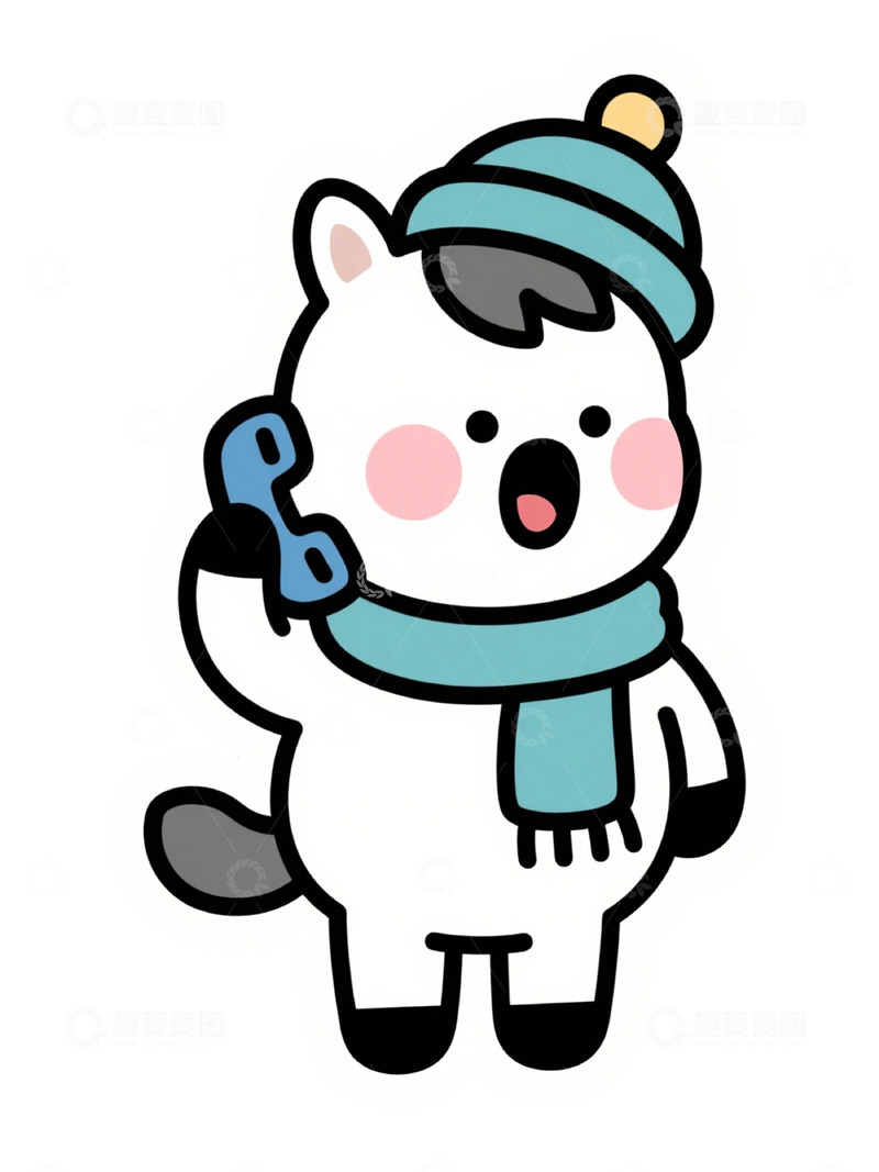 高清大图下载【趣麦麦图】卡通北极熊打电话简笔画