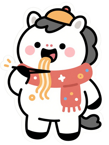 卡通熊吃面贴纸