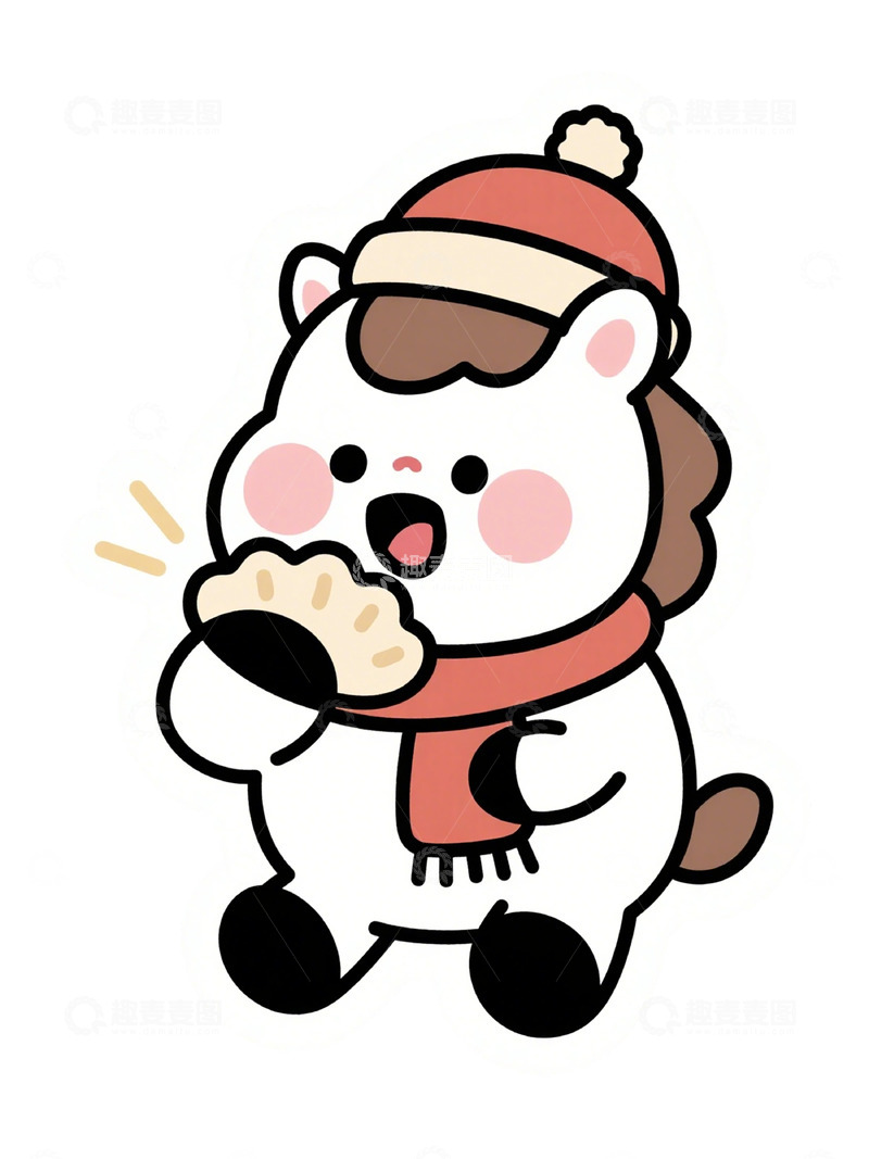 高清大图下载【趣麦麦图】卡通冬季熊吃饼干插画
