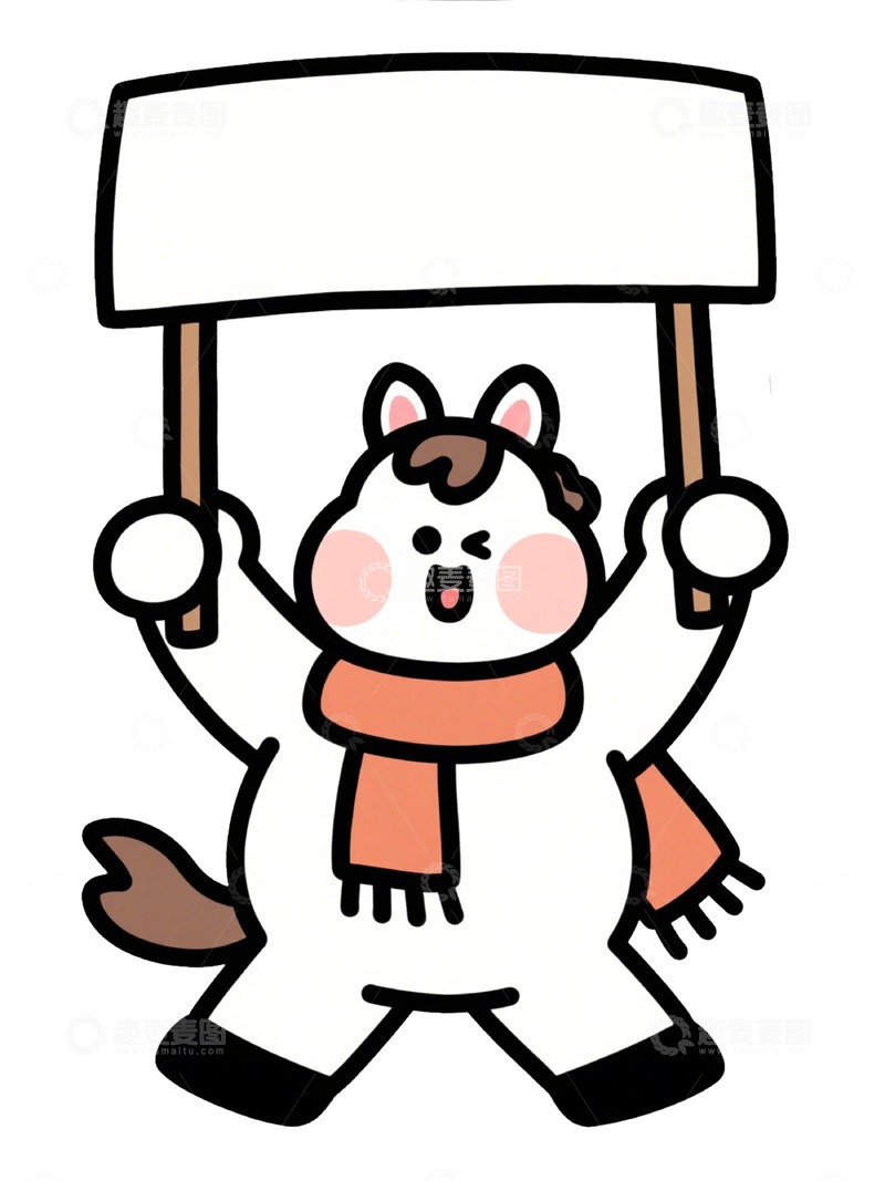 高清大图下载【趣麦麦图】卡通动物举牌插图