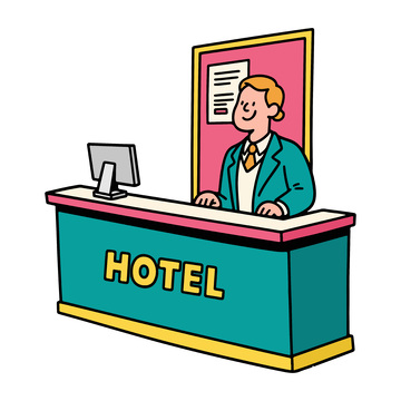 酒店前台服务插画
