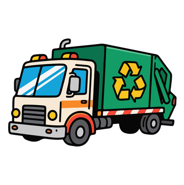 卡通垃圾车环保主题矢量素材