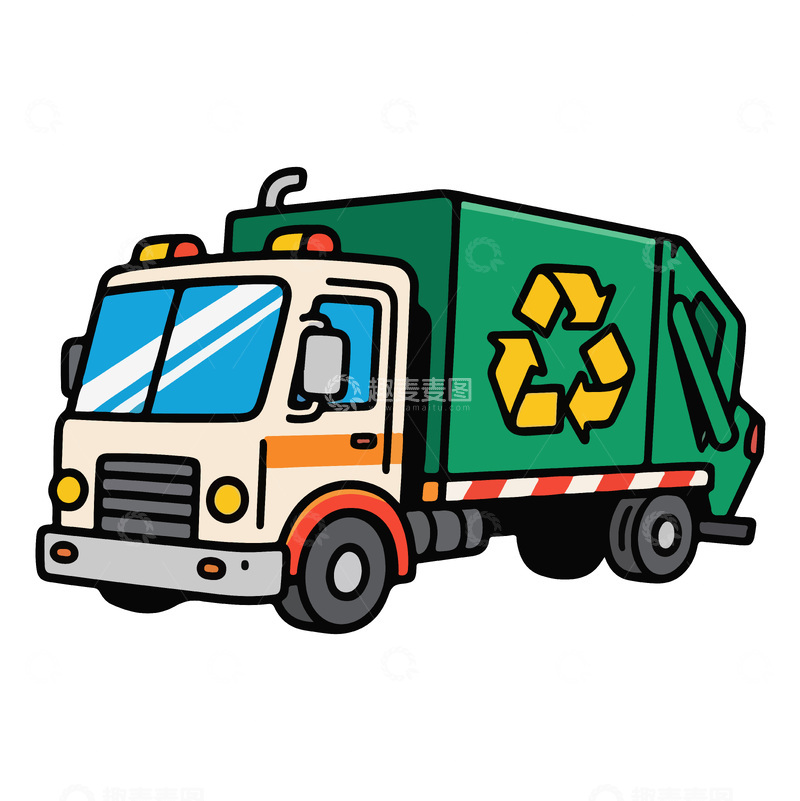 源文件下载【趣麦麦图】卡通垃圾车环保主题矢量素材