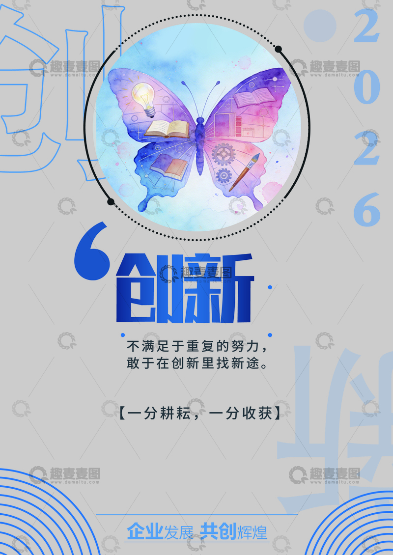源文件下载【趣麦麦图】-蝶变创新2026海报