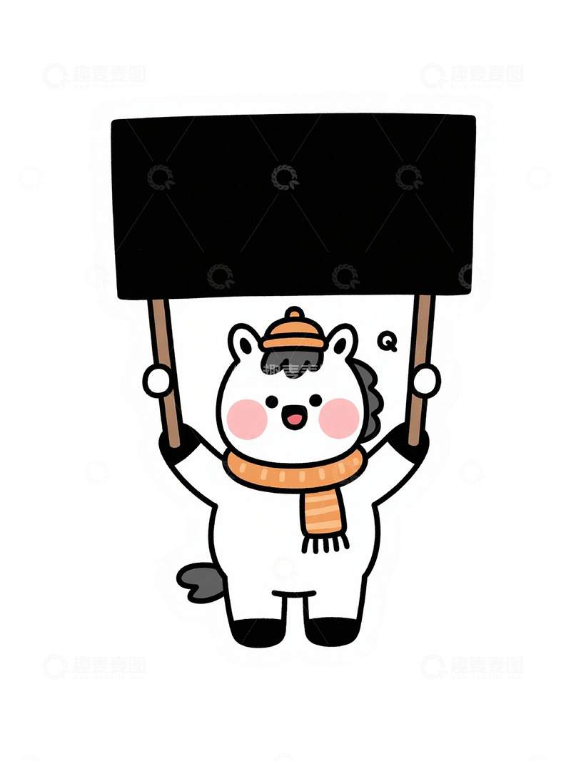 高清大图下载【趣麦麦图】卡通北极熊举牌插画