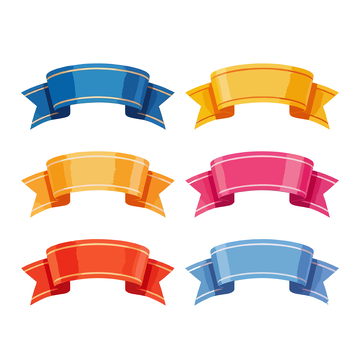 多彩丝带装饰标签设计元素