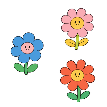 卡通笑脸花朵图案设计元素