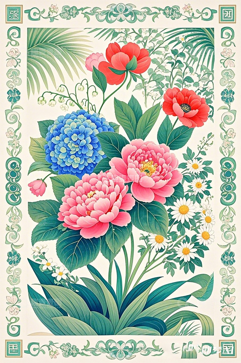 高清大图下载【趣麦麦图】传统花卉装饰画设计素材