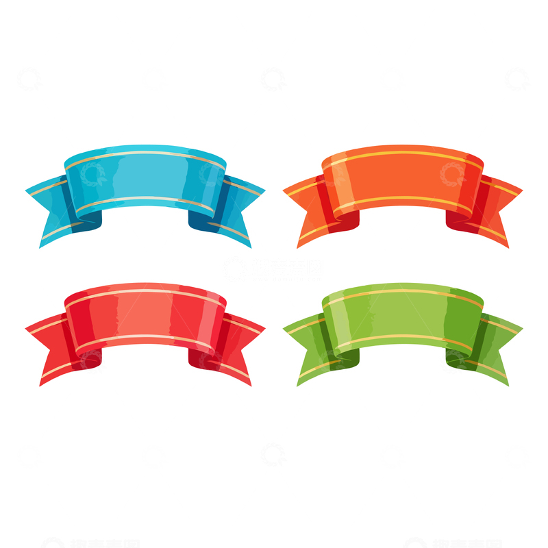 源文件下载【趣麦麦图】彩色丝带标签设计元素