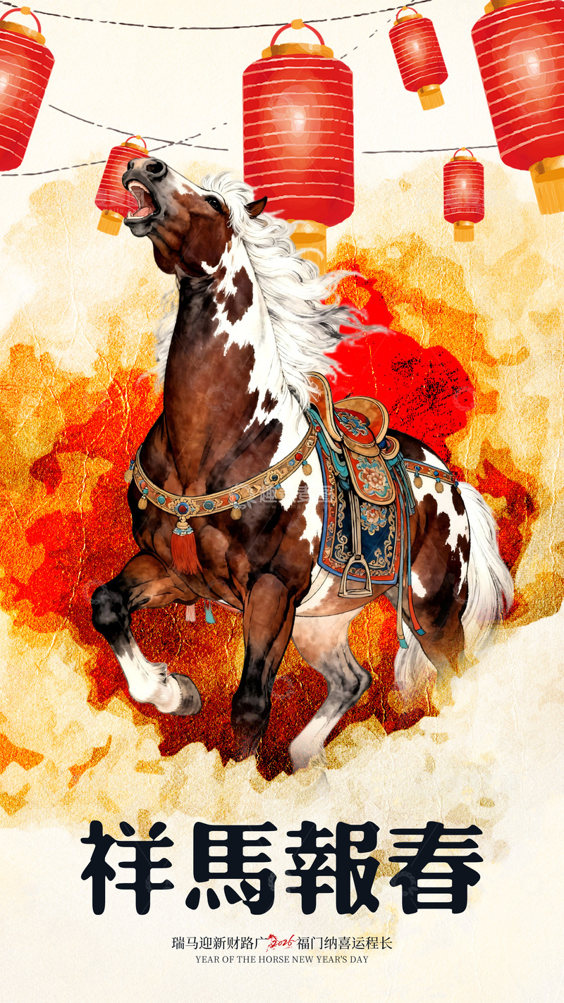 源文件下载【趣麦麦图】祥马报春喜庆海报
