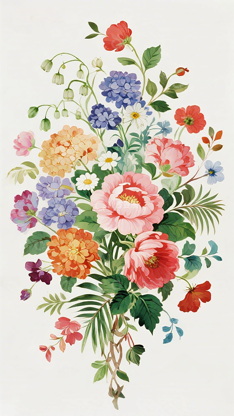 高清大图下载【趣麦麦图】花卉插画装饰画素材