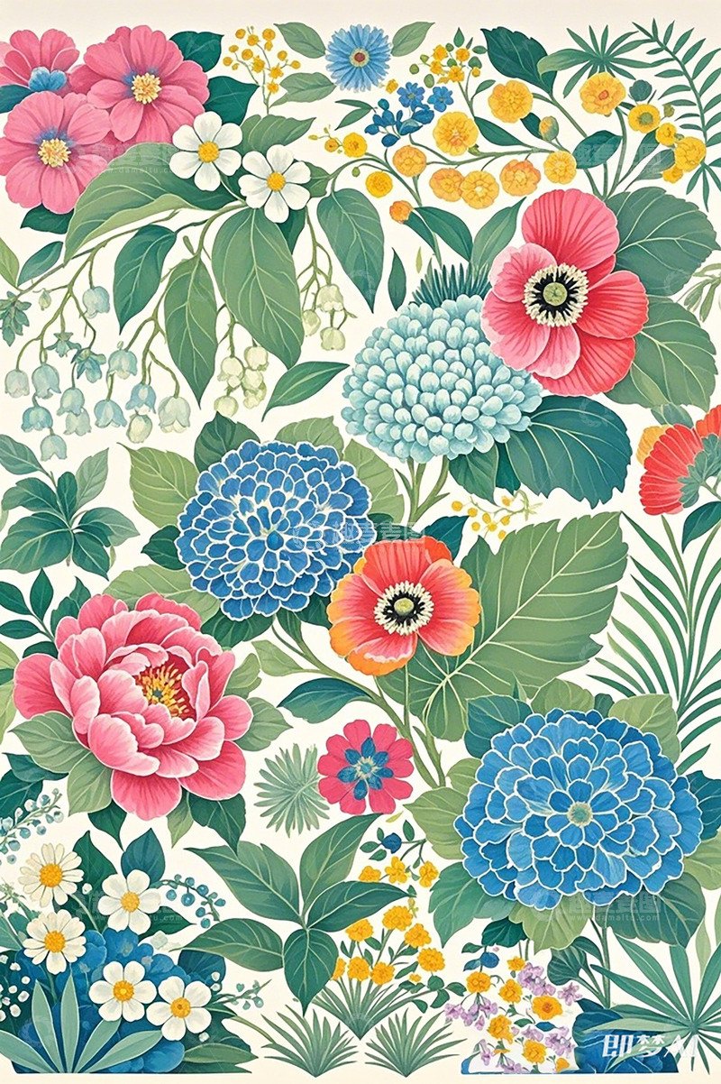 高清大图下载【趣麦麦图】花卉图案装饰画设计素材