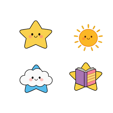 可爱卡通天体元素贴纸设计素材