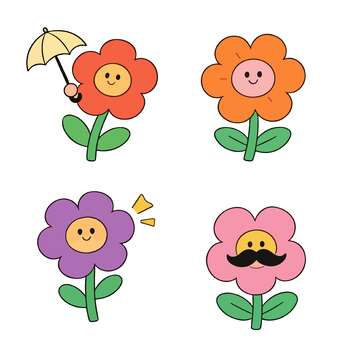 卡通花朵表情包设计素材