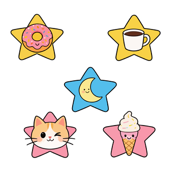 卡通星星甜品贴纸设计素材