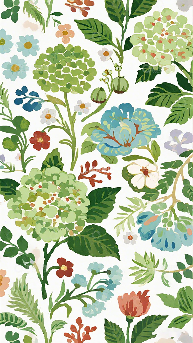 高清大图下载【趣麦麦图】田园风花卉图案壁纸设计素材