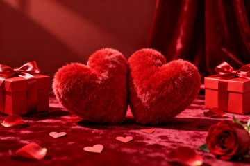 浪漫情人节爱心礼物场景