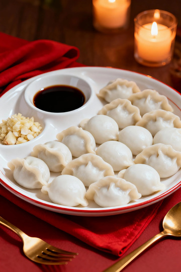 温馨餐桌饺子美食摄影