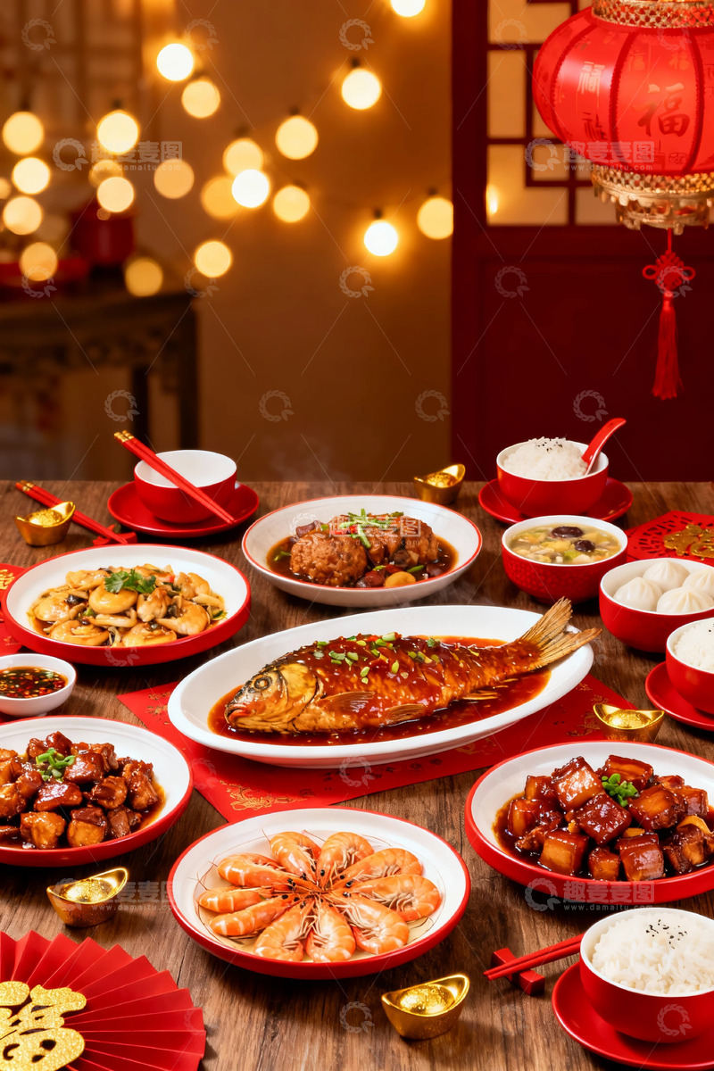 高清大图下载【趣麦麦图】-春节团圆饭美食摄影