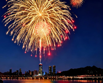 城市夜景烟花绽放1