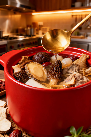 红色锅炖汤美食摄影