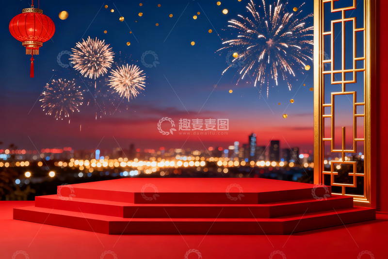 高清大图下载【趣麦麦图】喜庆春节舞台背景