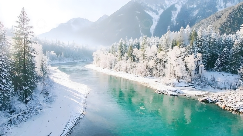 高清大图下载【趣麦麦图】冰雪河谷风光摄影