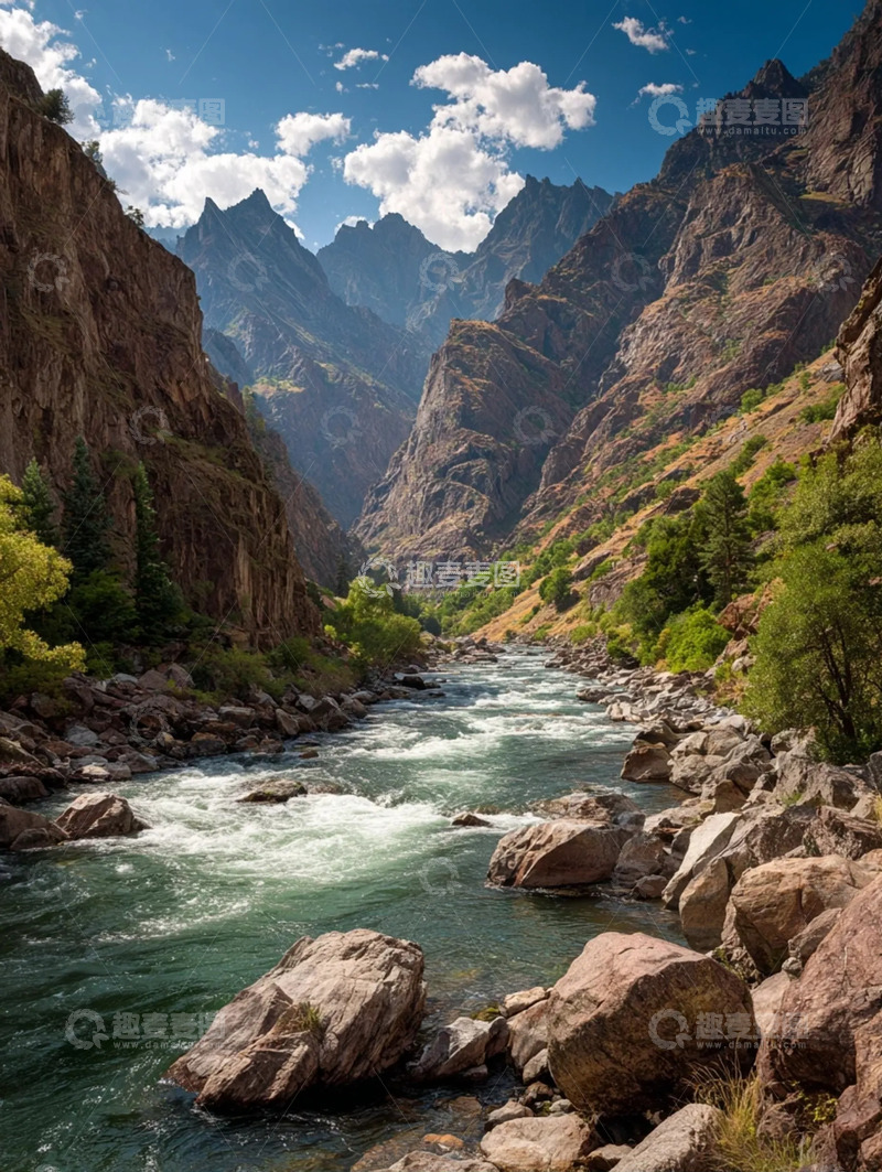 高清大图下载【趣麦麦图】峻岭中的峡谷全景