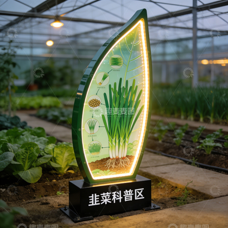 高清大图下载【趣麦麦图】温室韭菜科普展示牌