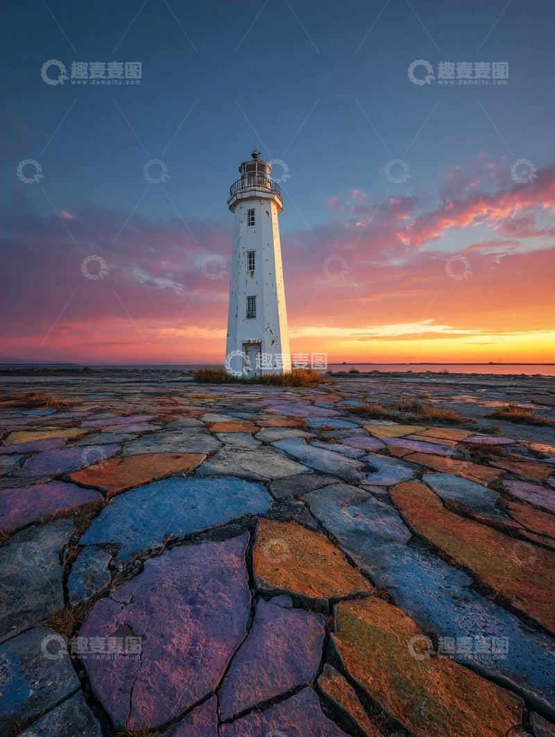高清大图下载【趣麦麦图】梦幻灯塔与绚丽天际
