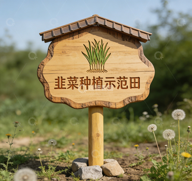 高清大图下载【趣麦麦图】木质风农业示范田指示牌
