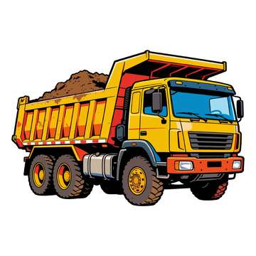 卡通风格自卸车运输工程车辆插画