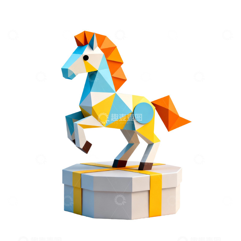 高清大图下载【趣麦麦图】几何风格马匹模型装饰素材