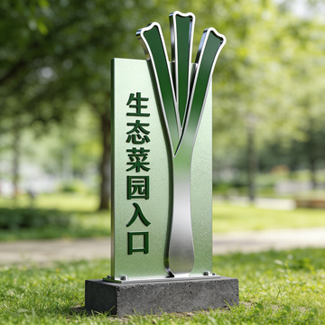 金属质感生态菜园入口标识