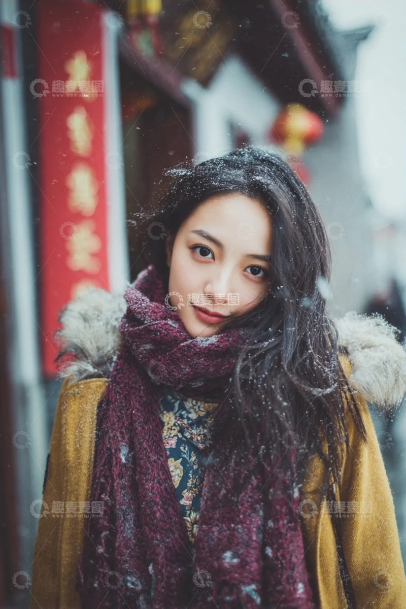 高清大图下载【趣麦麦图】雪景中的冬日人像