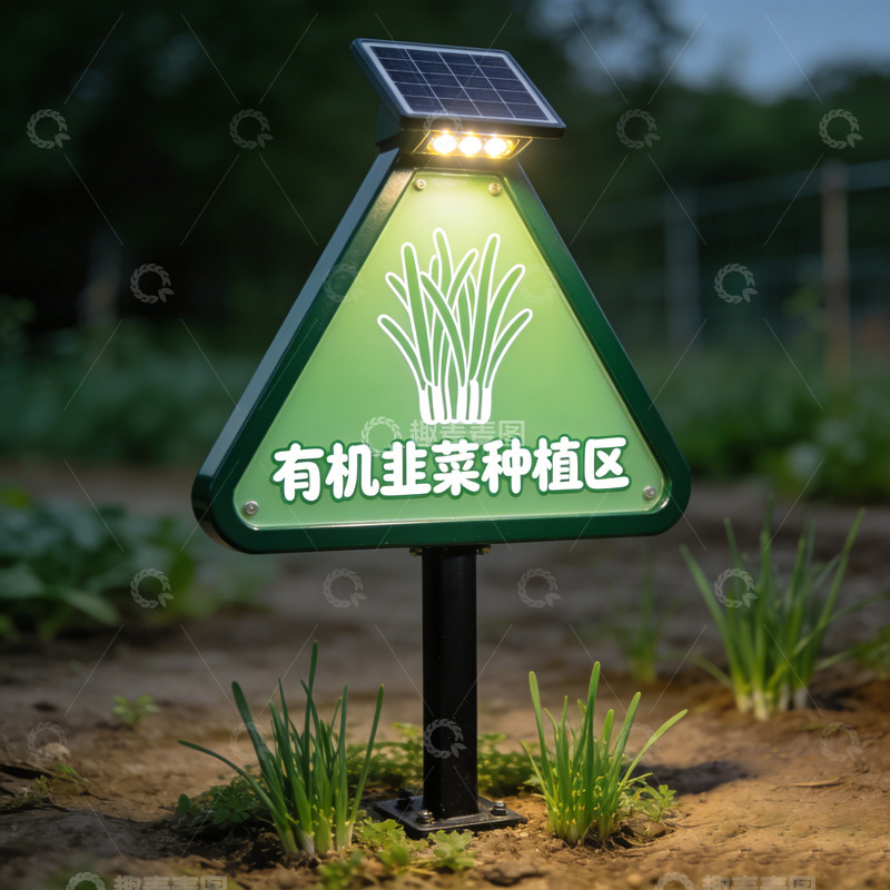 高清大图下载【趣麦麦图】太阳能指示牌有机菜园标识