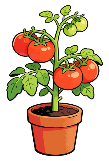 卡通番茄盆栽插画