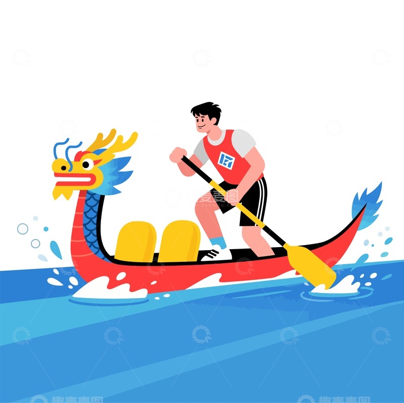 源文件下载【趣麦麦图】龙舟竞赛插画