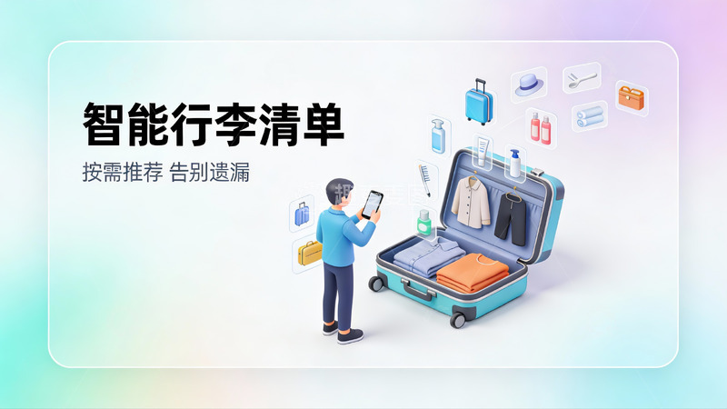 高清大图下载【趣麦麦图】智能行李清单助出行打包