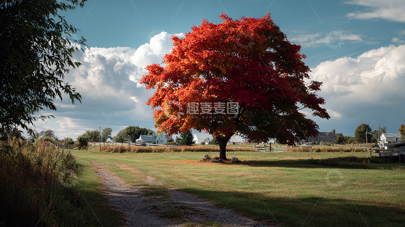 高清大图下载【趣麦麦图】秋日红叶树景观