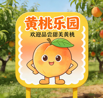 卡通黄桃乐园宣传海报