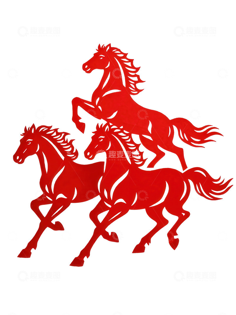 高清大图下载【趣麦麦图】剪纸风  骏马  吉祥  