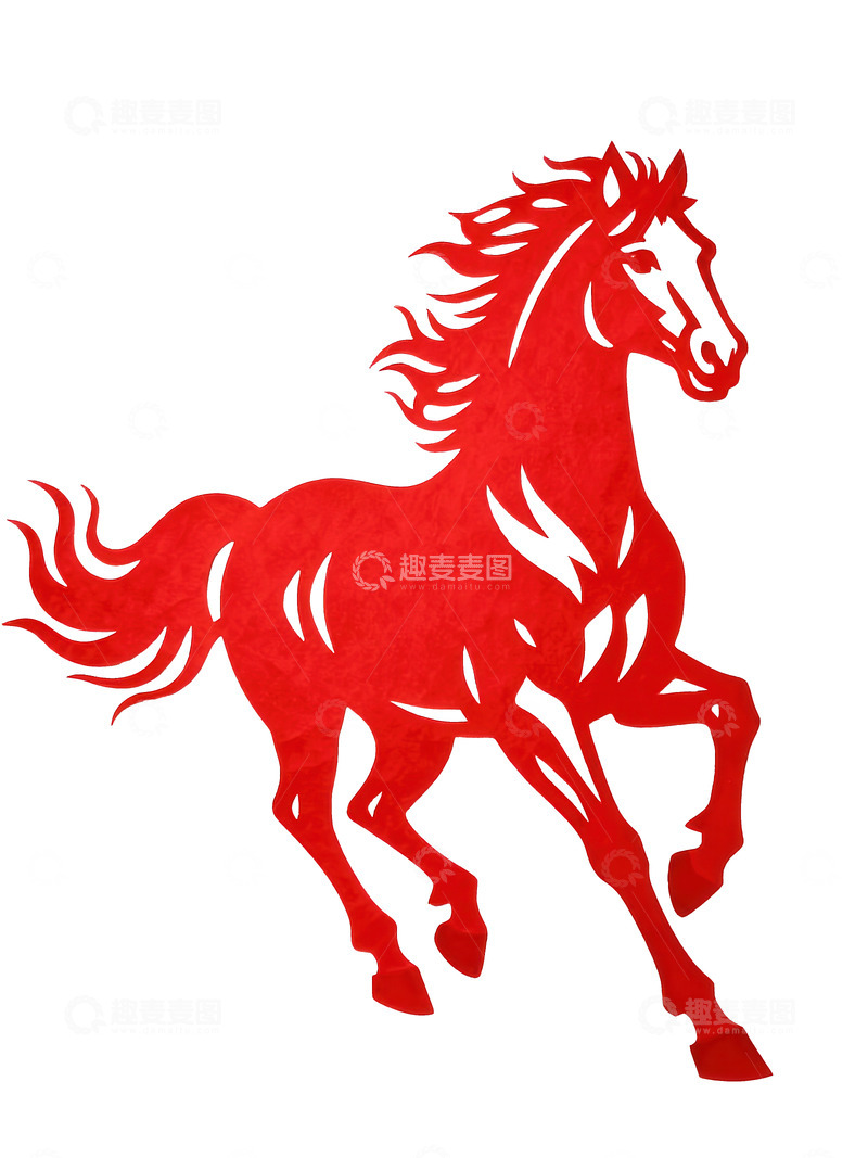 高清大图下载【趣麦麦图】剪纸风  骏马  顺达      