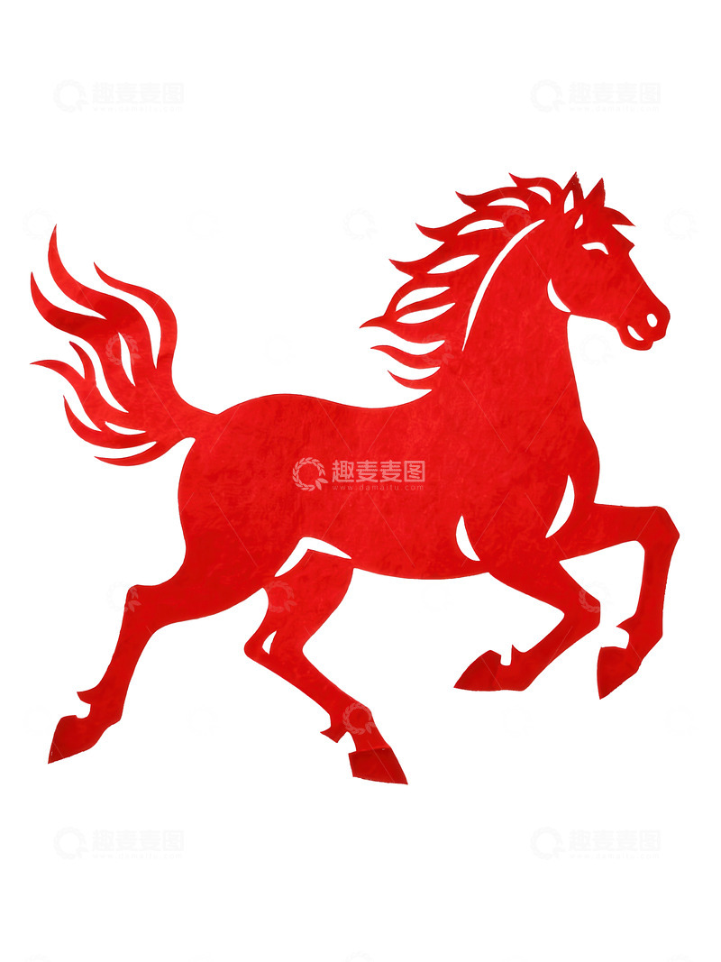 高清大图下载【趣麦麦图】剪纸风  骏马   豪迈  