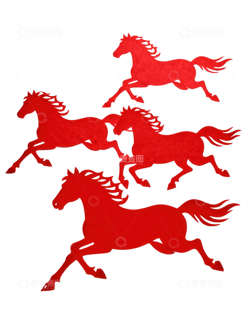 高清大图下载【趣麦麦图】剪纸风  骏马  勇毅  