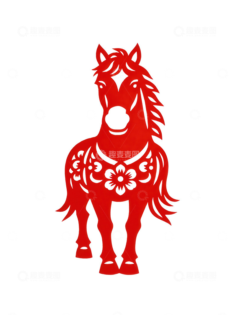 高清大图下载【趣麦麦图】剪纸风  骏马  安康  