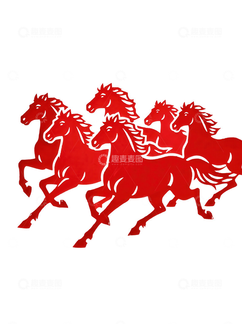 高清大图下载【趣麦麦图】剪纸风  骏马  忠诚 