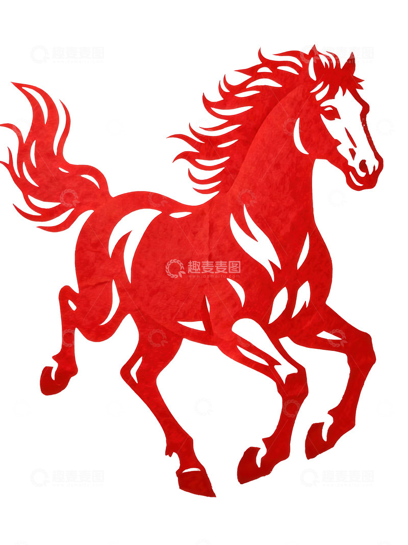 高清大图下载【趣麦麦图】剪纸风  骏马  突破  