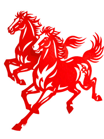 剪纸风  骏马  昌盛  