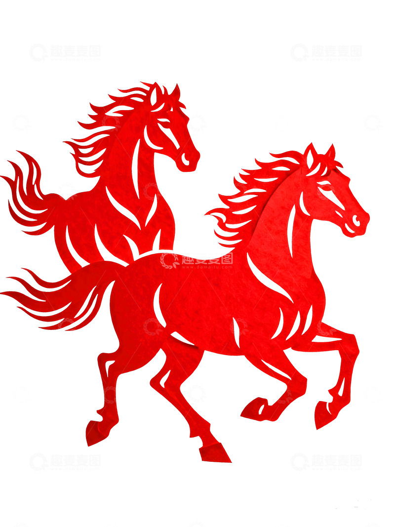 高清大图下载【趣麦麦图】剪纸风  骏马  志远  